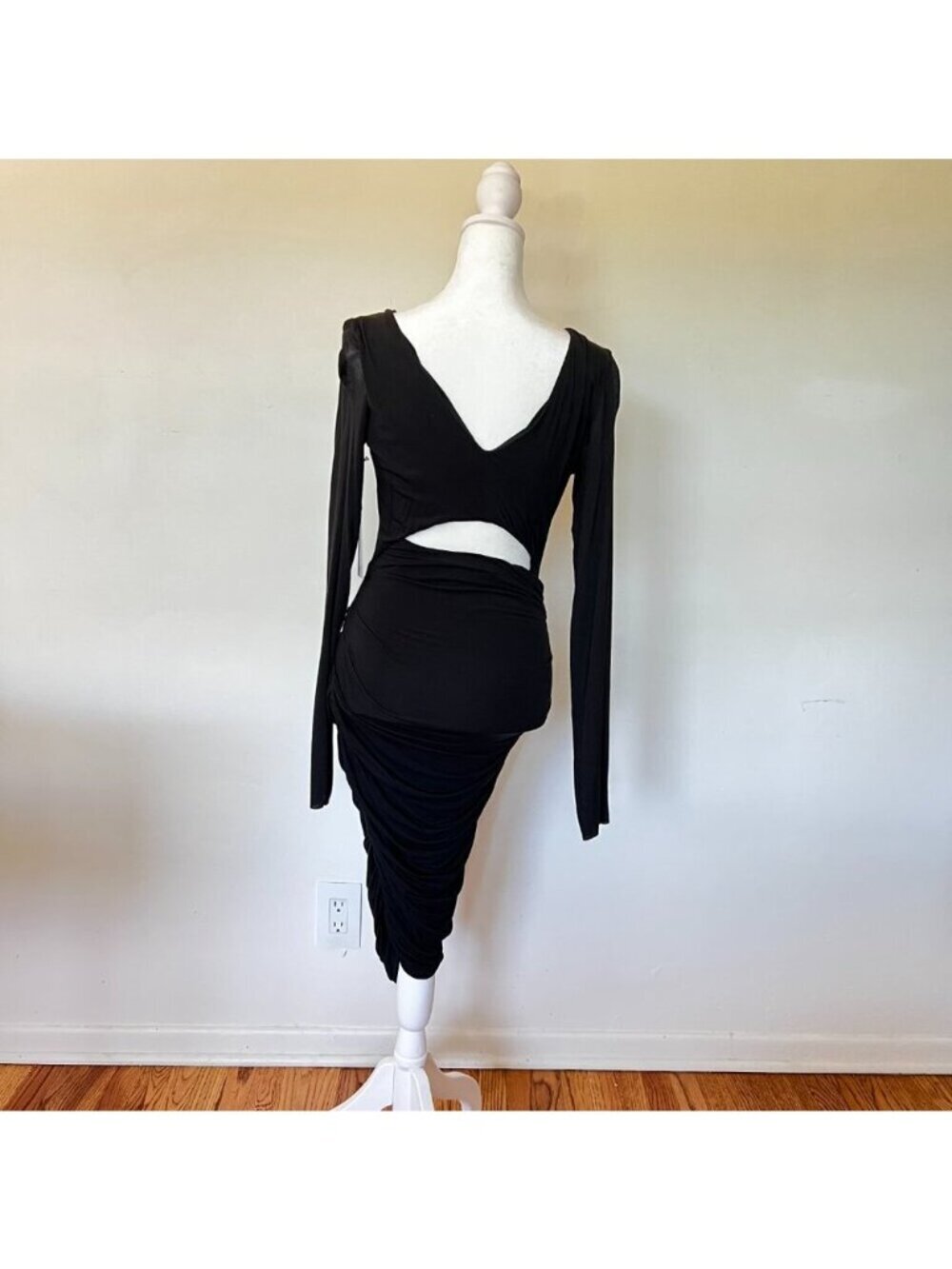 Witchy Black Ruched Dress M NWT LBD Whimsygoth Bodycon - Picture 3 of 6